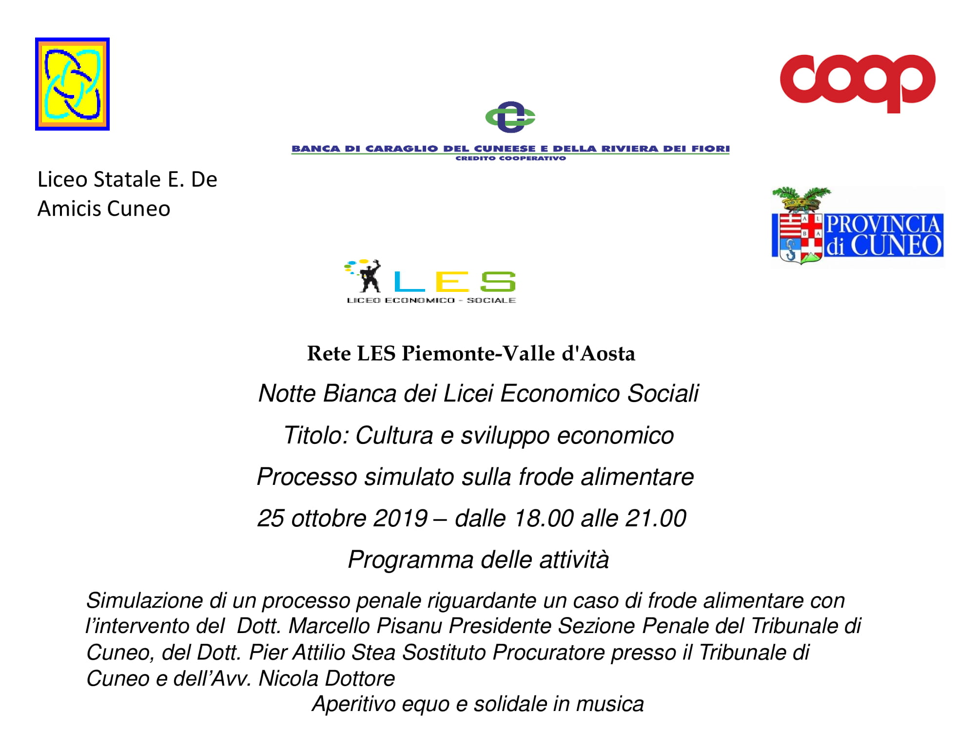 Liceo De Amicis CUNEO Programma Notte Bianca 2019 1